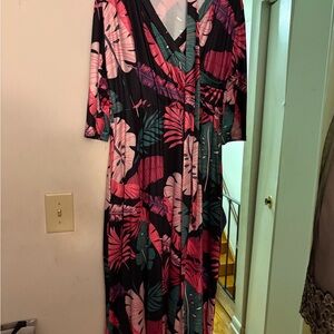 Tropical Pink & Green Maxi Dress